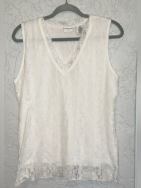 Covington White Lace Trim V-Neck Camisole